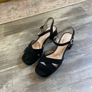 Kelly & Katie Black Heels with Slingback Strap